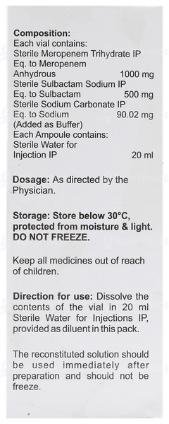 Meropace S 1.5 GM Injection 20 ML